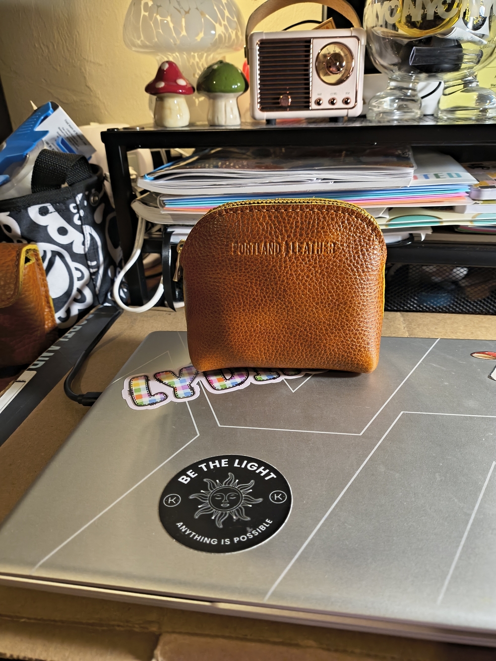 Portland Leather Sienna Brown Pebbled Leather Luna Small Pouch